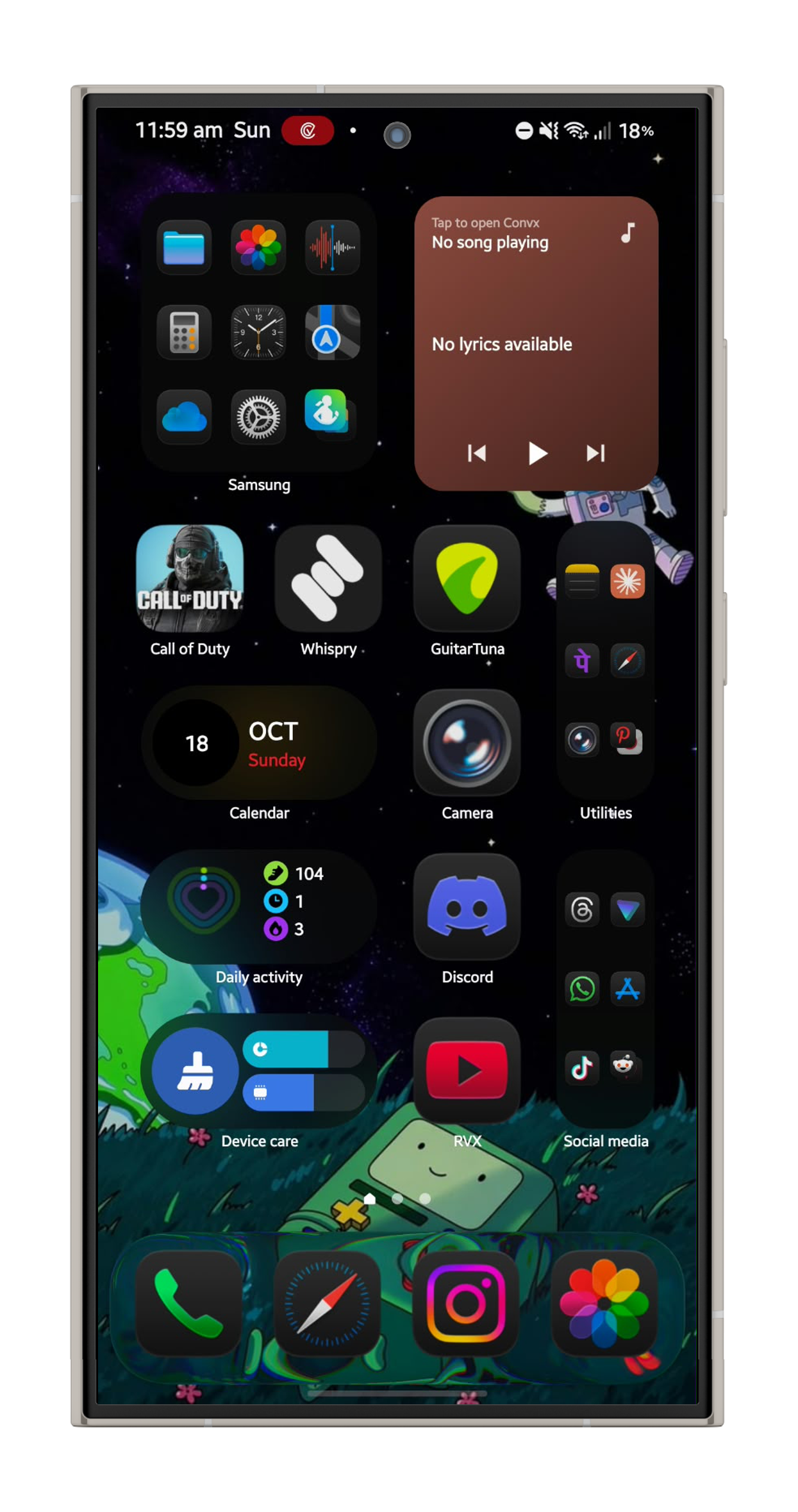 DockCraft custom dock wallpaper on an Android home screen